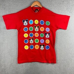 Vintage Disney Mickey Unlimited T Shirt Adult M Red Smiley Face Graphic Print